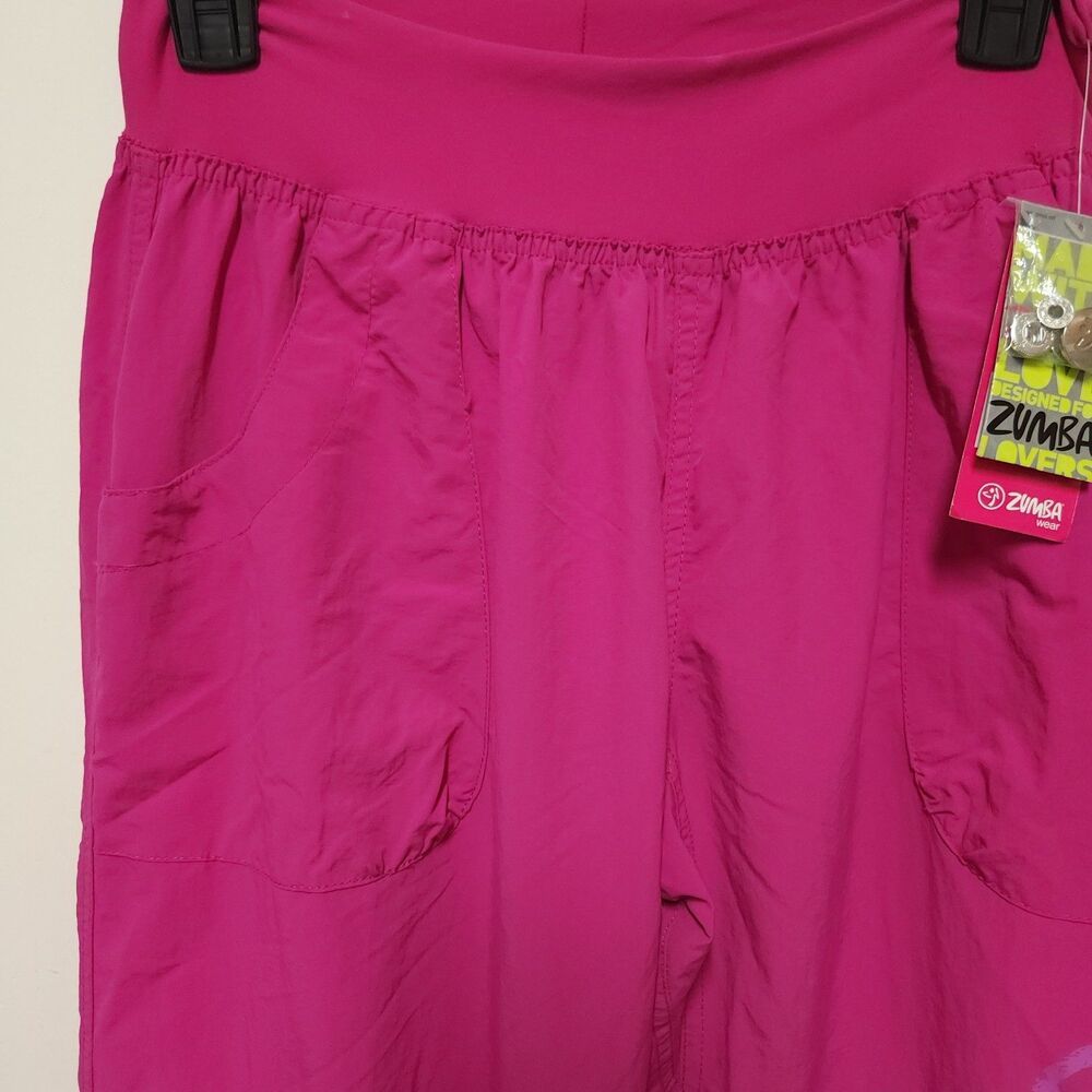 ZUMBA Pants Convertable Capri Dance Fitness Elite Wear Women's Pockets Pink XL - Picture 4 of 6